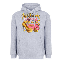 Heather Grey birthday diva pink and gold glitter Heavyweight Hoodie - LillyAllenDesigns
