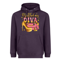 Plum birthday diva pink and gold glitter Heavyweight Hoodie - LillyAllenDesigns