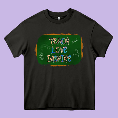 Teach Love Inspire Chalkboard Heavy Core Tee Designed By Adodesignshop