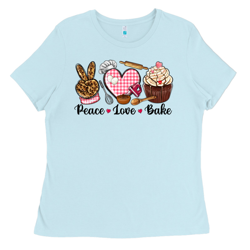 Peace Love Bake Ladies Tee by NancyCooperArtShop | Teevron