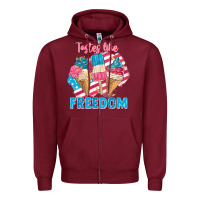 Burgundy Tastes like freedom 4th of July Zipper Hoodie - FaDigitalArtStudio