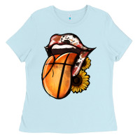 Baby Blue Basketball Tongue Ladies Tee - Jasminsmagicworld