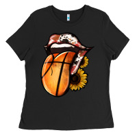 Black Basketball Tongue Ladies Tee - Jasminsmagicworld