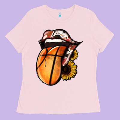 Basketball Tongue Ladies Tee Designed By Jasminsmagicworld