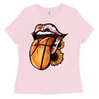 Bubblegum Pink Basketball Tongue Ladies Tee - Jasminsmagicworld