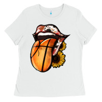 White Basketball Tongue Ladies Tee - Jasminsmagicworld