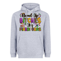 Heather Grey bead up bitches it s mardi gras Heavyweight Hoodie - LillyAllenDesigns