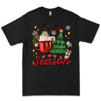 Black 'tis the season with christmas tree and hot cocoa Premium Tee - MaliasSmallBusiness