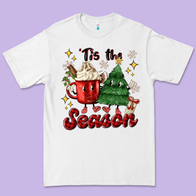 'tis The Season With Christmas Tree And Hot Cocoa Premium Tee Designed By Maliassmallbusiness
