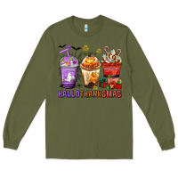 Army Green hallothanksmas coffee cups Long Sleeve Tee - texasbilliewilder