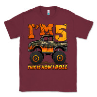 Burgundy i'm five this is how i roll monster truck birthday Classic Tee - Jasminsmagicworld