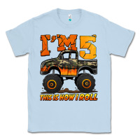 Dusty Blue i'm five this is how i roll monster truck birthday Classic Tee - Jasminsmagicworld