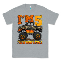 Heather Grey i'm five this is how i roll monster truck birthday Classic Tee - Jasminsmagicworld