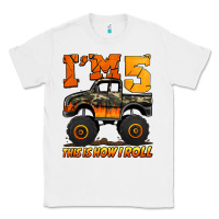 White i'm five this is how i roll monster truck birthday Classic Tee - Jasminsmagicworld