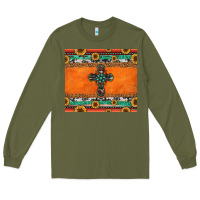Army Green sunflowers cross aztec pattern Long Sleeve Tee - Jasminsmagicworld