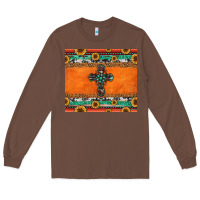 Chestnut sunflowers cross aztec pattern Long Sleeve Tee - Jasminsmagicworld