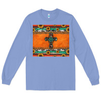 Colony Blue sunflowers cross aztec pattern Long Sleeve Tee - Jasminsmagicworld