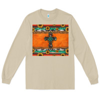 Mushroom sunflowers cross aztec pattern Long Sleeve Tee - Jasminsmagicworld