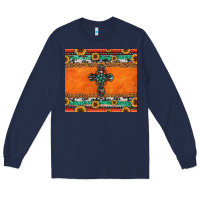 Navy sunflowers cross aztec pattern Long Sleeve Tee - Jasminsmagicworld