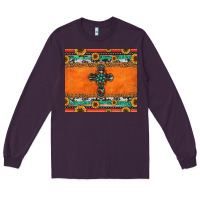 Plum sunflowers cross aztec pattern Long Sleeve Tee - Jasminsmagicworld