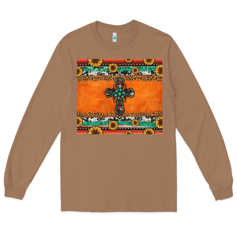 Sunflowers Cross Aztec Pattern Long Sleeve Tee by Jasminsmagicworld | Teevron