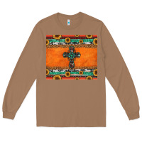 Toasted Coconut sunflowers cross aztec pattern Long Sleeve Tee - Jasminsmagicworld