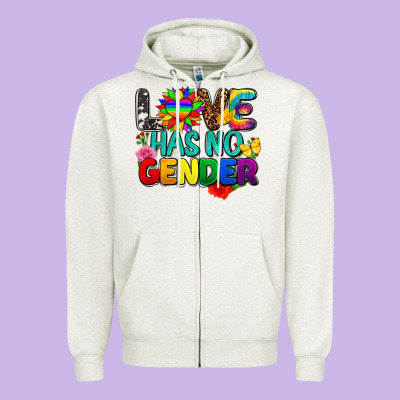 Love Has No Gender Pride Zipper Hoodie Designed By Fadigitalartstudio