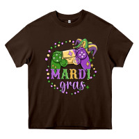 Chocolate Brown mardi gras game Heavy Core Tee - MaliasSmallBusiness
