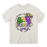 Cream mardi gras game Heavy Core Tee - MaliasSmallBusiness