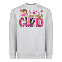 Heather Grey i am with cupid I am with Cupid Valentine's Day Heavyweight Sweatshirt - HowdyJamesFarm