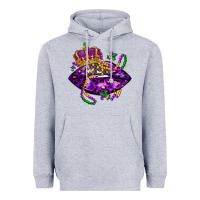 Heather Grey mardi gras lips Heavyweight Hoodie - LillyAllenDesigns