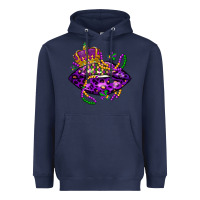 Navy mardi gras lips Heavyweight Hoodie - LillyAllenDesigns