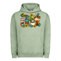 Pigment Oil Green Coffee cups Urban Hoodie - Artiststas