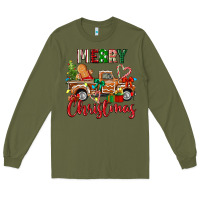 Army Green merry christmas gingerbread truck Long Sleeve Tee - texasbilliewilder