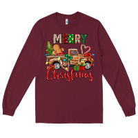 Burgundy merry christmas gingerbread truck Long Sleeve Tee - texasbilliewilder