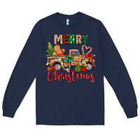Navy merry christmas gingerbread truck Long Sleeve Tee - texasbilliewilder