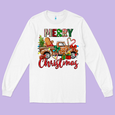 Merry Christmas Gingerbread Truck Long Sleeve Tee Designed By Texasbilliewilder