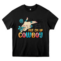 Black western turquoise put em up cowboy Heavy Core Tee - MaliasSmallBusiness