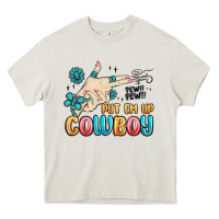 Cream western turquoise put em up cowboy Heavy Core Tee - MaliasSmallBusiness