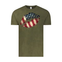 Vintage Olive Vintage American Flag Lips Vintage Tee - Bettercallsaul