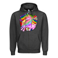 Charcoal Heather Pride unicorn Zipper Hoodie - FaDigitalArtStudio