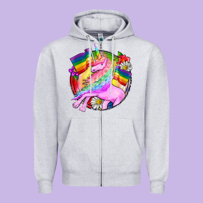 Pride Unicorn Zipper Hoodie Designed By Fadigitalartstudio