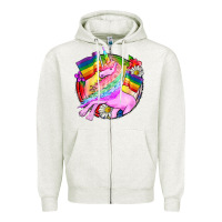 Oatmeal Heather Pride unicorn Zipper Hoodie - FaDigitalArtStudio