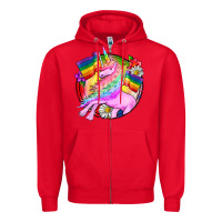 Red Pride unicorn Zipper Hoodie - FaDigitalArtStudio
