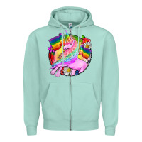Seafoam Pride unicorn Zipper Hoodie - FaDigitalArtStudio