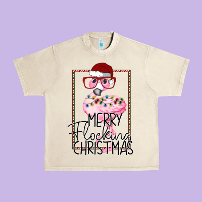 Merry Flock Christmas Flamingo Christmas Urban Heavy Tee Designed By Bettercallsaul