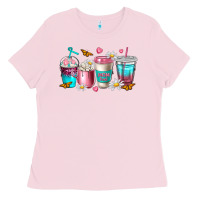 Bubblegum Pink mom fuel coffee cups Ladies Tee - NancyCooperArtShop