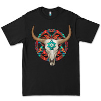 Black turquoise aztec bullskull Premium Tee - JahusDesignShop