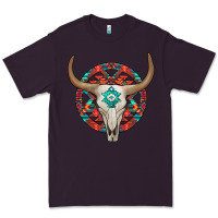 Plum turquoise aztec bullskull Premium Tee - JahusDesignShop