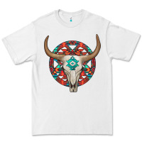 White turquoise aztec bullskull Premium Tee - JahusDesignShop